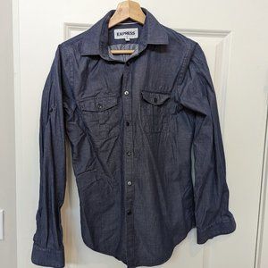 Express Extra Slim Fit Blue Chambray Button down shirt